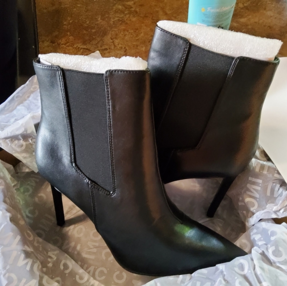 Brand new in the box unworn INC black ankle boots